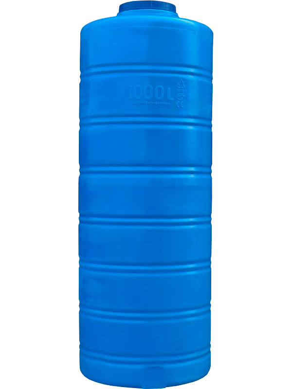 Емкость 1000л. овальная, вертикальная, с крышкой цв. синий(синий)